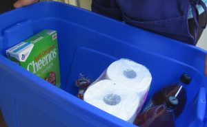 Crate with groceries